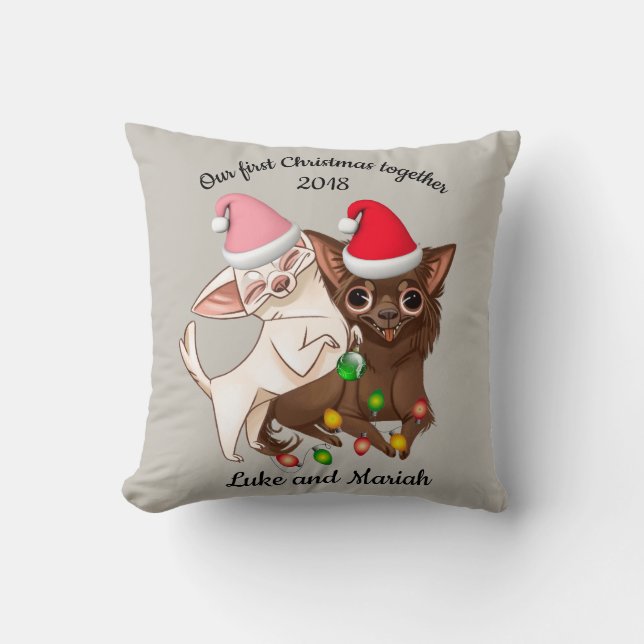 Chihuahua First Christmas Pillow (Front)
