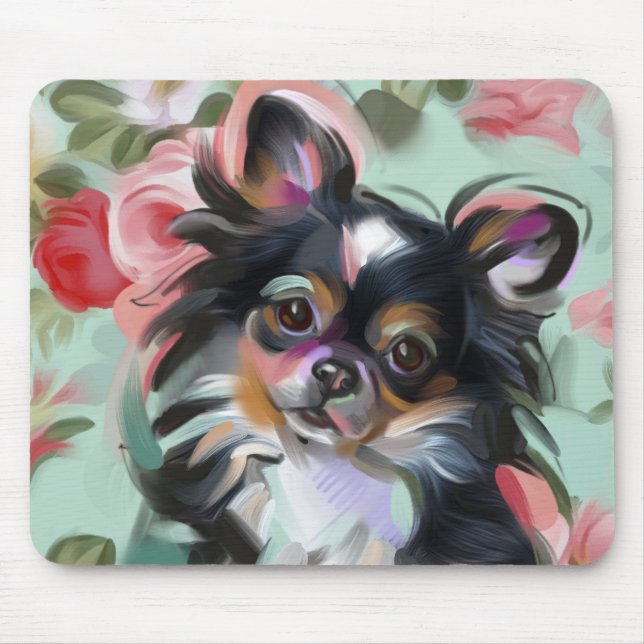 Chihuahua Floral Dog Art Mouse pad (Front)