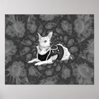 Chihuahua Floral Vintage Black And White Dog Art