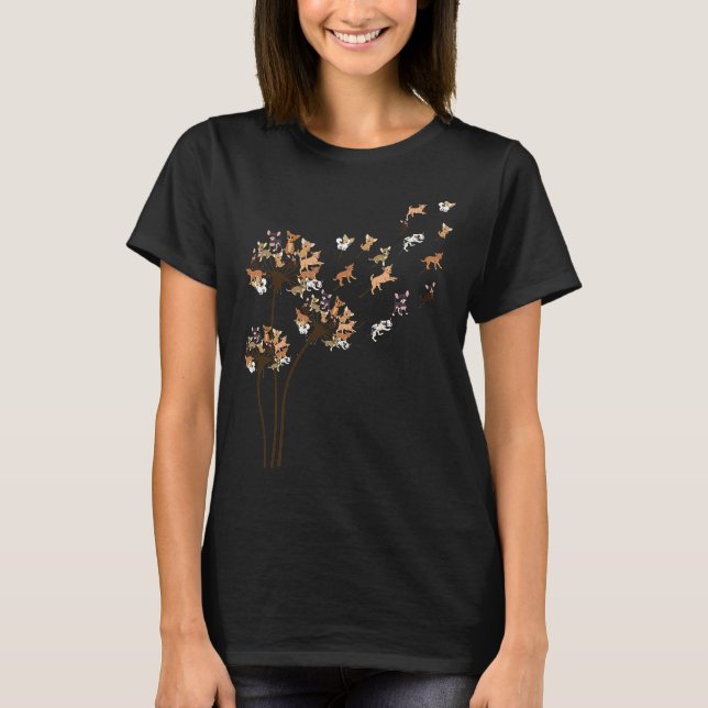 Chihuahua Flower Fly Dandelion Chihuahua Dog T-Shirt (Front)