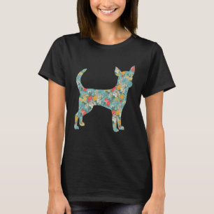 Chihuahua Flower Silhouette Floral Dog T-Shirt