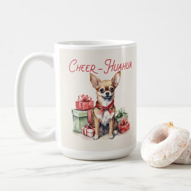Chihuahua Funny Christmas Dog Coffee Mug (With Donut)