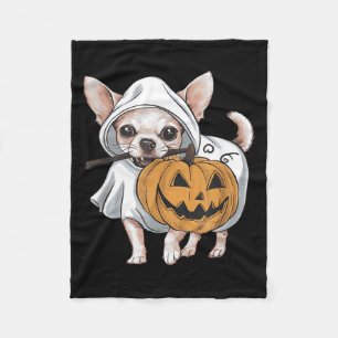 Chihuahua Ghost Dog Halloween Fleece Blanket