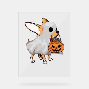 Chihuahua Ghost Pumpkin Halloween Shirt Acrylic Sign