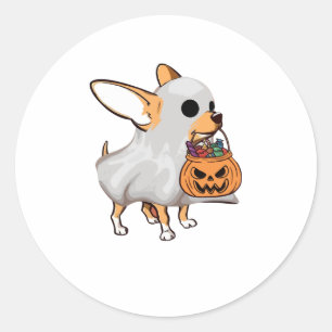 Chihuahua Ghost Pumpkin Halloween Shirt Classic Round Sticker