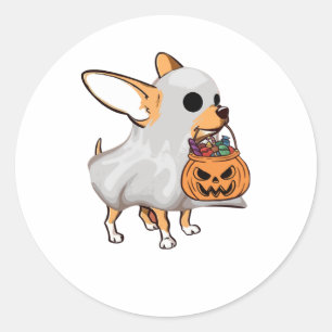 Chihuahua Ghost Pumpkin Halloween Shirt Classic Round Sticker