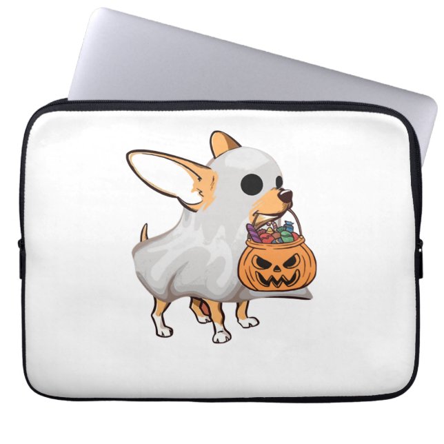 Chihuahua Ghost Pumpkin Halloween Shirt Laptop Sleeve (Front)