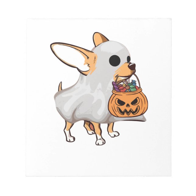 Chihuahua Ghost Pumpkin Halloween Shirt Notepad (Front)