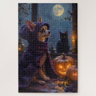 Chihuahua Gothic Victorian Halloween Artwork Jigsaw Puzzle