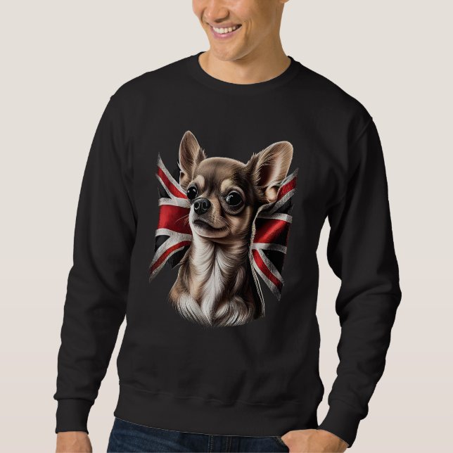 Chihuahua  Great Britain England Flag Colors Count Sweatshirt (Front)