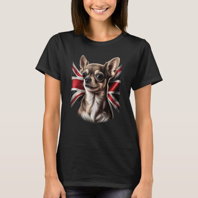 Chihuahua  Great Britain England Flag Colors Count T-Shirt (Front)