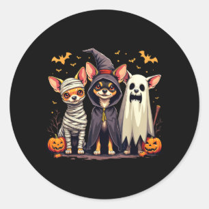 Chihuahua Halloween Costume Mummy Witch Ghost Dog Classic Round Sticker