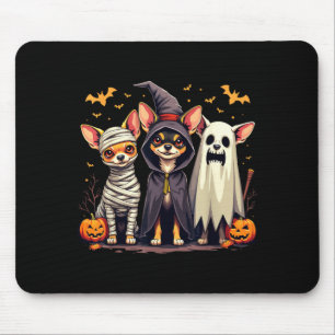 Chihuahua Halloween Costume Mummy Witch Ghost Dog Mouse Pad