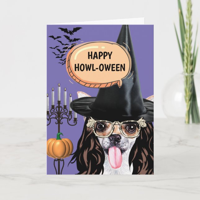 Chihuahua halloween dog witch happy howloween card (Front)