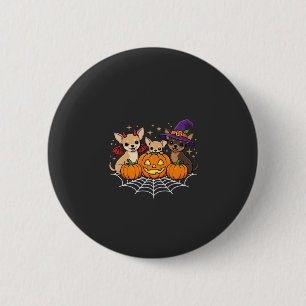 Chihuahua Halloween Pumpkin Witch Dog Design 6 Cm Round Badge