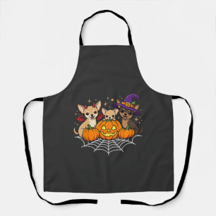 Chihuahua Halloween Pumpkin Witch Dog Design Apron