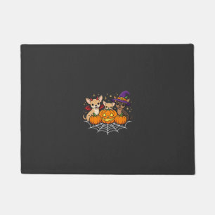 Chihuahua Halloween Pumpkin Witch Dog Design Doormat