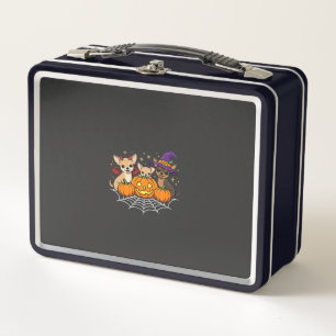 Chihuahua Halloween Pumpkin Witch Dog Design Metal Lunch Box