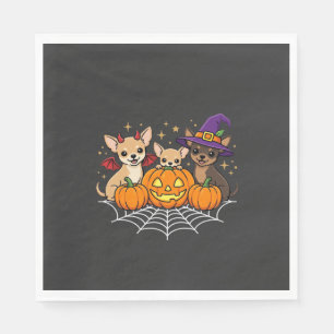 Chihuahua Halloween Pumpkin Witch Dog Design Napkin