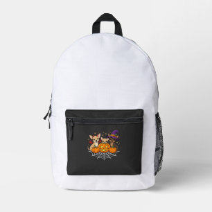 Chihuahua Halloween Pumpkin Witch Dog Design Printed Backpack