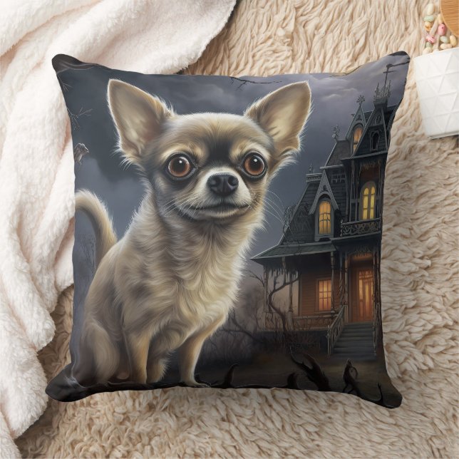 chihuahua Halloween Scary  Cushion (Blanket)