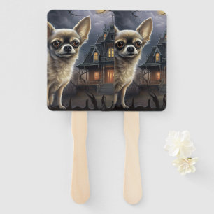 chihuahua Halloween Scary  Hand Fan