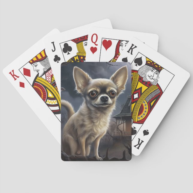 chihuahua Halloween Scary  Playing Cards (Back)