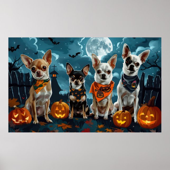 Chihuahua Halloween Spooky Poster (Front)