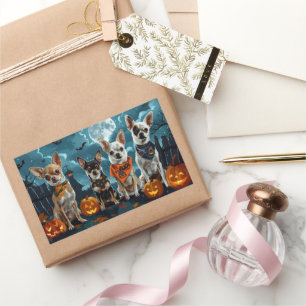 Chihuahua Halloween Spooky Rectangular Sticker