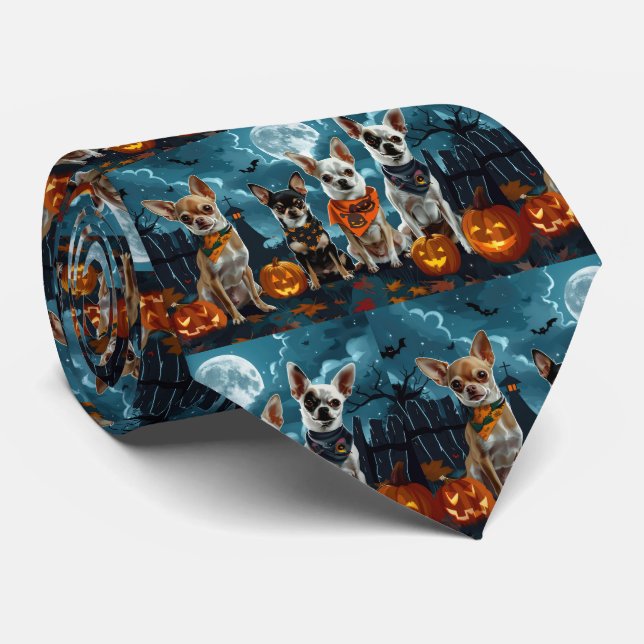 Chihuahua Halloween Spooky Tie (Rolled)