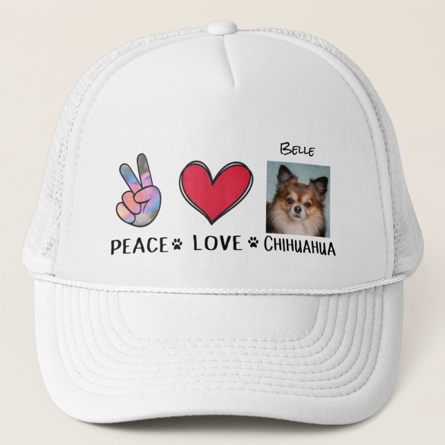 Chihuahua Hat Peace Love Dog Lovers (Front)