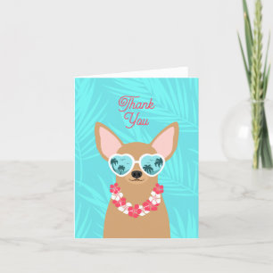 Chihuahua Hawaiian 4" x 5.6" Folded Thank You Card
