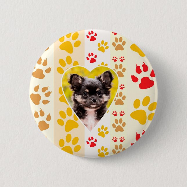 Chihuahua Heart Paw Prints 6 Cm Round Badge (Front)