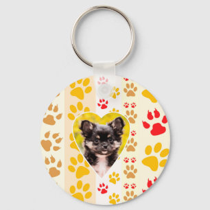 Chihuahua Heart Paw Prints Key Ring