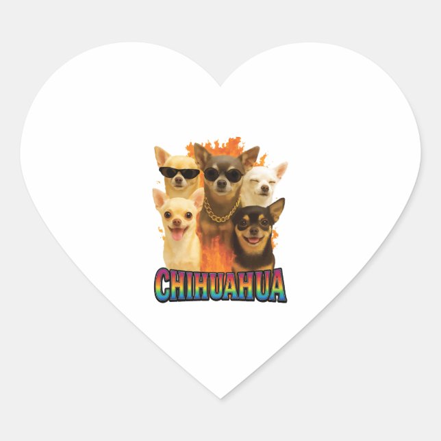 Chihuahua   heart sticker (Front)