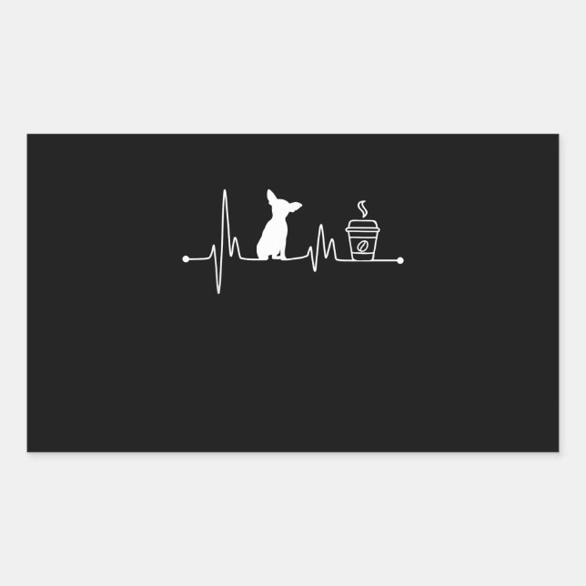 chihuahua heartbeat  pulse coffee lover small rectangular sticker (Front)