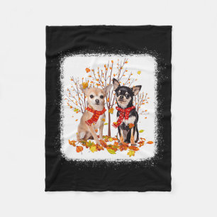 Chihuahua Hello Autum Fall Leaves Dog Lovers Chihu Fleece Blanket