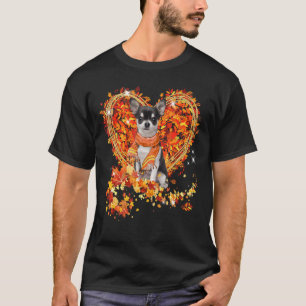 Chihuahua Hello Autumn Dog Leaves Heart Fall Thank T-Shirt