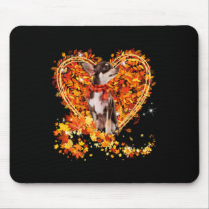 Chihuahua Hello Autumn Leaves Heart Fall Thanksgiv Mouse Pad
