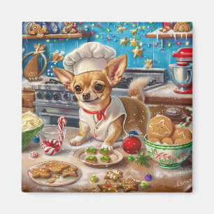 Chihuahua Holiday Baking: Festive Christmas Magnet