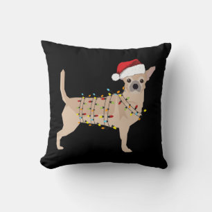 Chihuahua Holiday Christmas Light Cushion