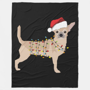 Chihuahua Holiday Christmas Light Fleece Blanket