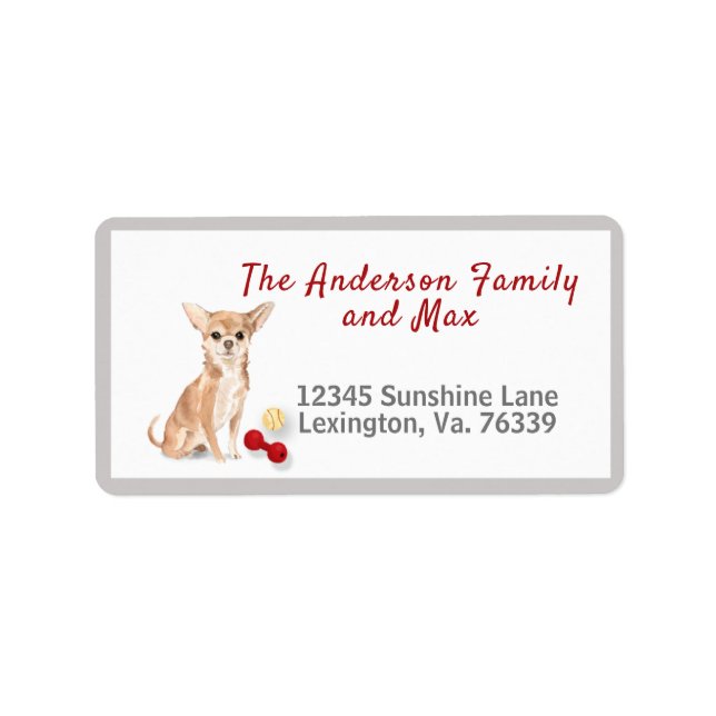 Chihuahua Home Family Return Address       Label (Front)