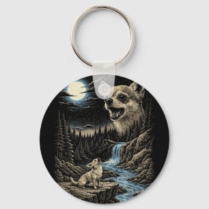 Chihuahua howling at the moon chihuahua lover dog key ring