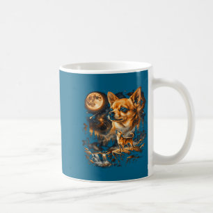 Chihuahua Howling Moon Vintage Funny Illustration Coffee Mug