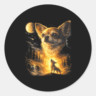 Chihuahua howling the moon funny chihuahua meme do classic round sticker