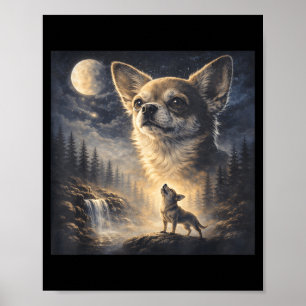 Chihuahua Howling to The Moon Chihuahua Mum Silly Poster