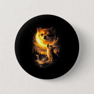 Chihuahua howling to the moon funny dog vintage 90 6 cm round badge