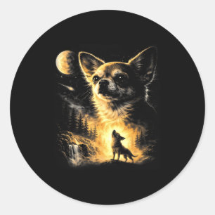 Chihuahua howling to the moon funny got that dog i classic round sticker