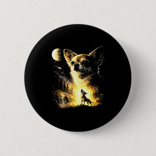 Chihuahua howling to the moon vintage 90s funny do 6 cm round badge